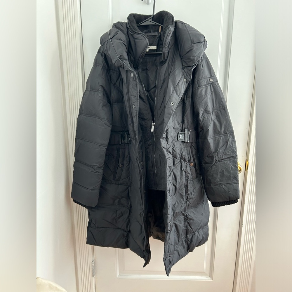 Dkny down winter coat with belt detail